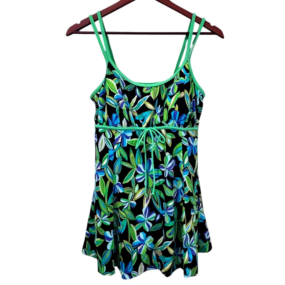 It Figures QVC Slender Thighs Floral Swimdress Sz 18W Tropical Resort Modest